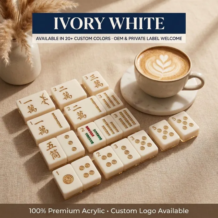 Factory Direct Signature Acrylic American Mahjong Set – 166 Tiles (CS-029) — Ivory White variant