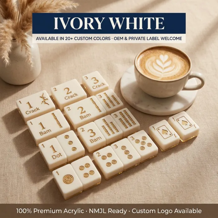 Factory Direct Signature Acrylic American Mahjong Set – 166 Tiles (CS-054) — Ivory White variant