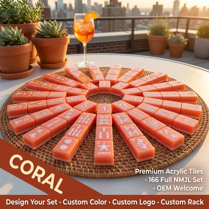 Factory Direct Signature Acrylic American Mahjong Set – 166 Tiles (CS-054) — Coral variant