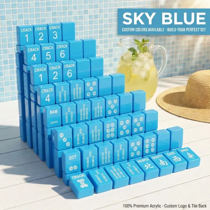 Factory Direct Signature Acrylic American Mahjong Set – 166 Tiles (CS-054) No.2 — Sky Blue variant