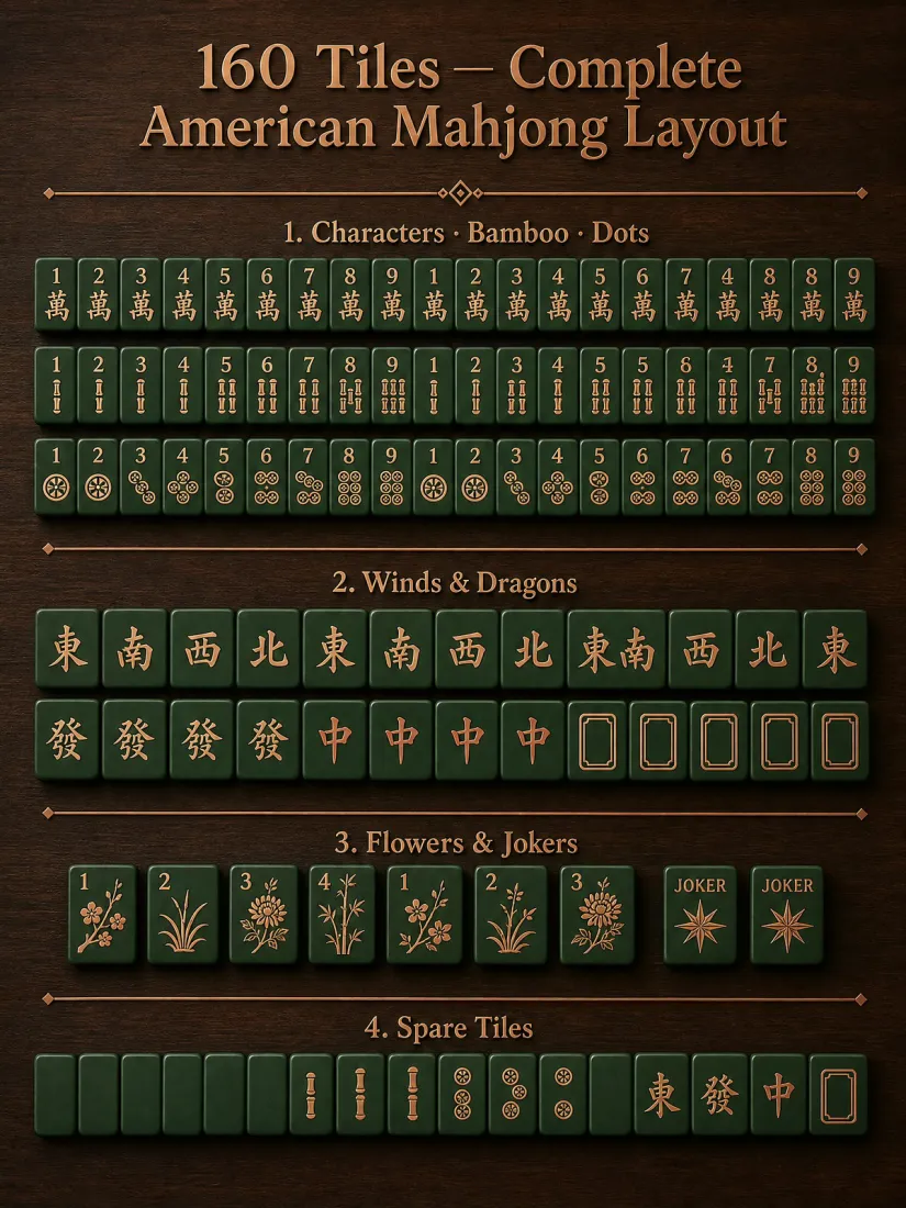Factory Direct Moss Green Acrylic American Mahjong Set – 160 Tiles detail