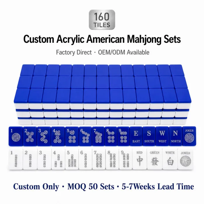 Factory Direct Blue Acrylic American Mahjong Set – 160 Tiles — Cobalt Blue variant