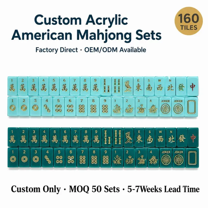 Factory Direct Teal Acrylic American Mahjong Set – 160 Tiles — Peacock Blue variant
