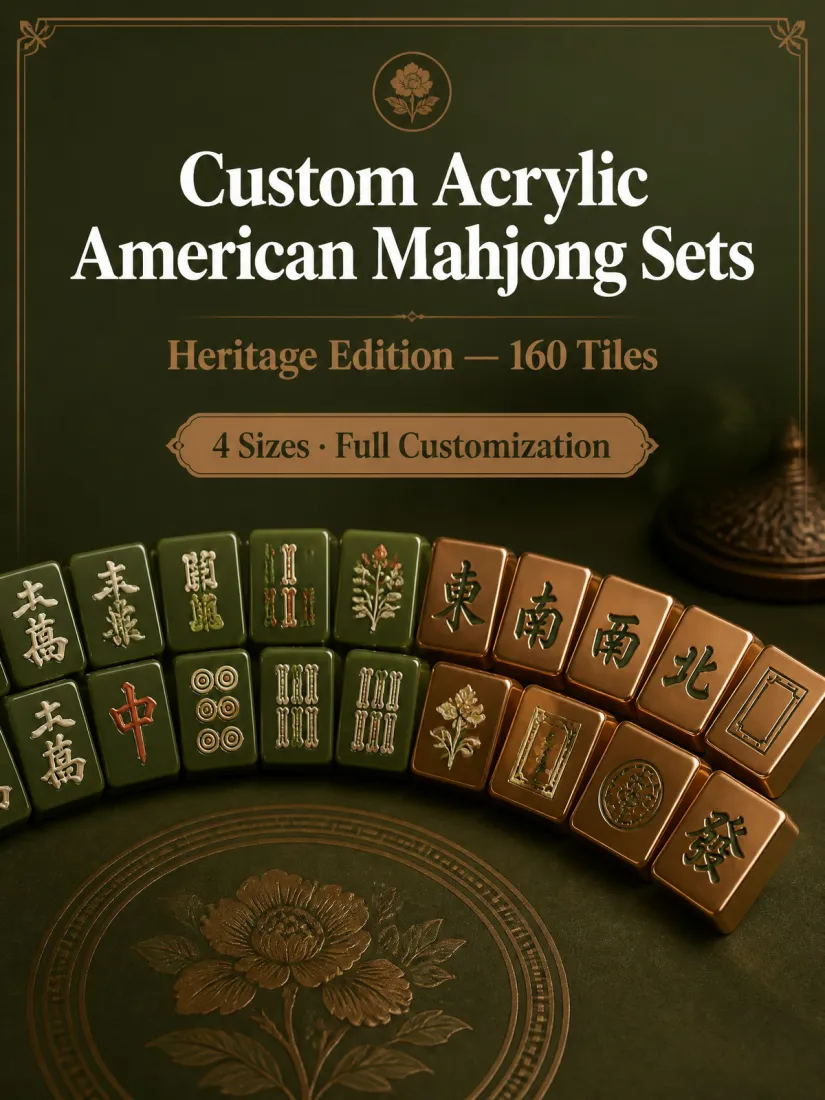 Factory Direct Green Acrylic American Mahjong Set – 160 Tiles (CS-128) detail