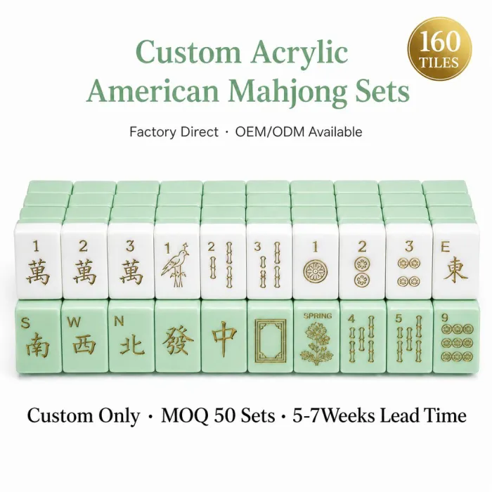 Factory Direct Green Solid Acrylic American Mahjong Set – 160 Tiles — Mint Green variant