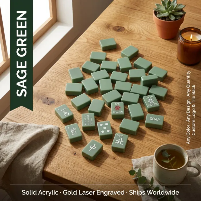 Factory Direct Purple 4-Layer Acrylic American Mahjong Set – 160 Tiles — Sage Green variant