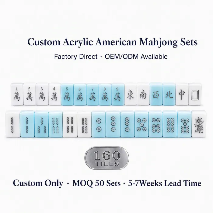 Factory Direct Blue Solid Acrylic American Mahjong Set – 160 Tiles — Ice Blue variant