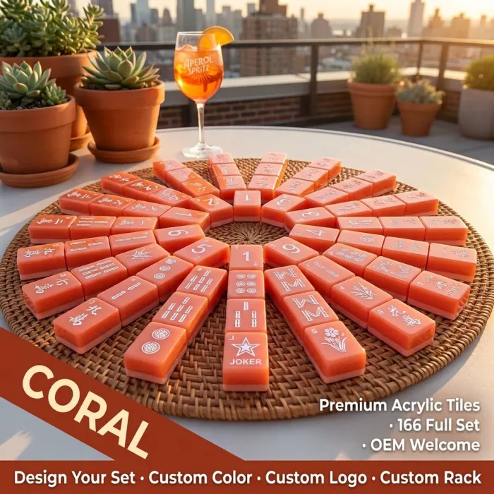 Factory Direct Solid Acrylic American Mahjong Set – 160 Tiles — Coral variant