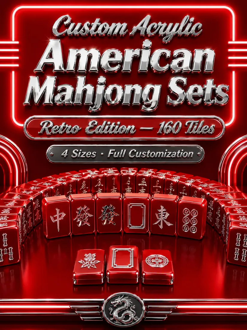 Factory Direct Red Acrylic American Mahjong Set, Deep Engraving – 160 Tiles detail