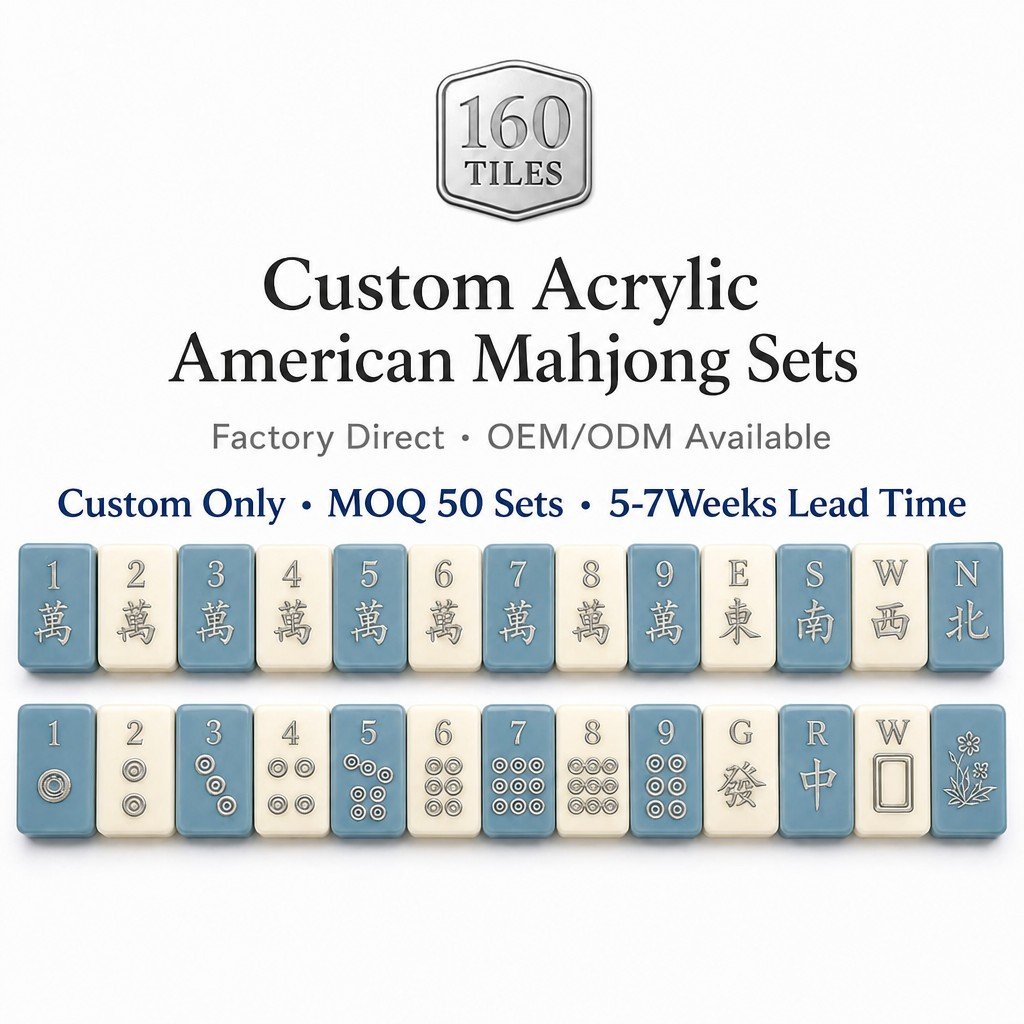 Factory Direct Blue Ivory Acrylic American Mahjong Set – 160 Tiles