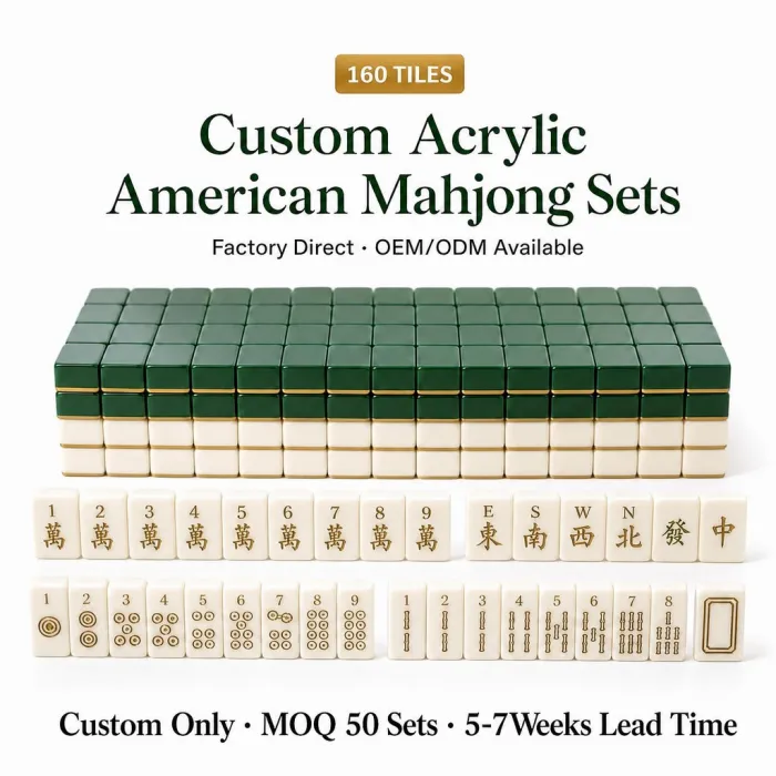 Factory Direct Green Acrylic American Mahjong Set – 160 Tiles (CS-148) — Fern Green variant