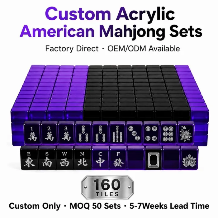 Factory Direct Purple Acrylic American Mahjong Set – 160 Tiles — Neon Purple variant