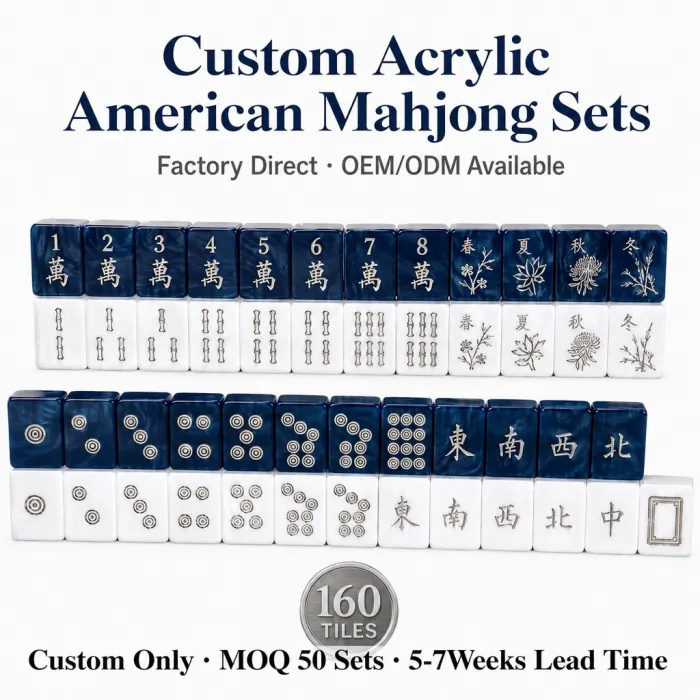 Factory Direct Marble Acrylic American Mahjong Set – 160 Tiles — Royal Blue variant