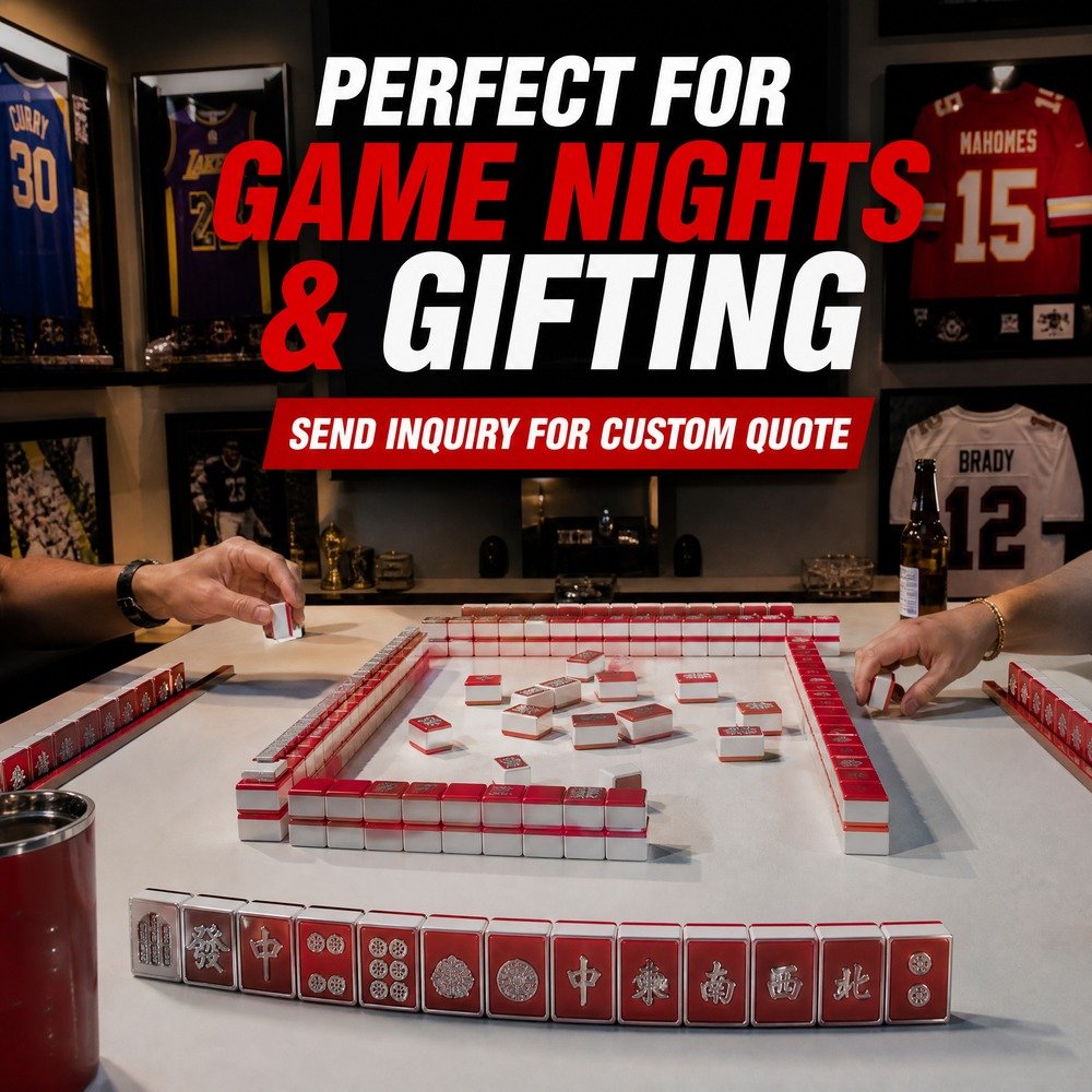 Factory Direct Red Acrylic American Mahjong Set, Engraved Detail – 160 Tiles view 6