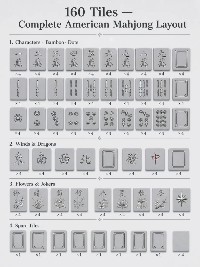 Factory Direct Solid Acrylic American Mahjong Set – 160 Tiles (CS-154) detail