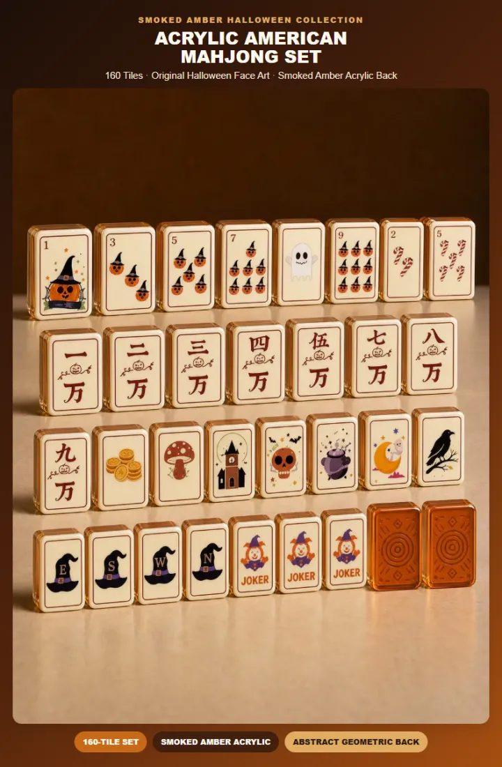 Factory Direct Halloween Solid Acrylic American Mahjong Set – 160 Tiles detail