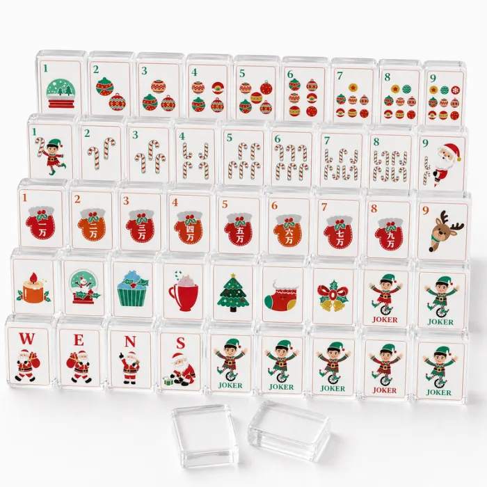 Factory Direct Christmas Acrylic American Mahjong Set – 160 Tiles (CS-106) — Christmas Theme variant